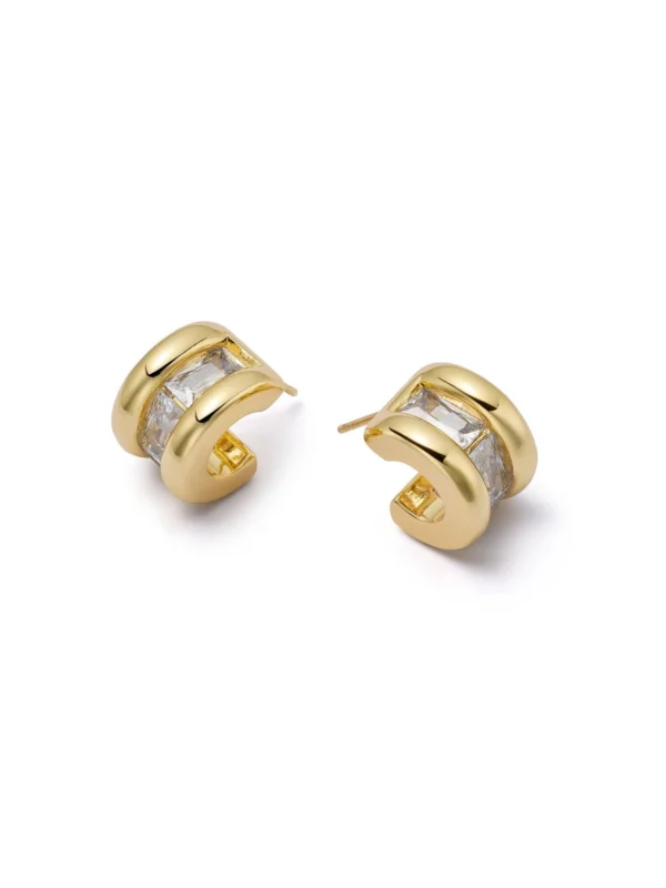 Daisy London Polly Crystal Mini Hoop Earrings 18ct Gold Plate