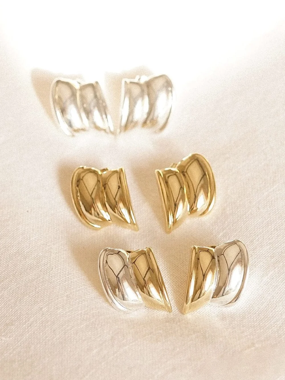 Daisy London Polly Cuff Stud Earrings 18ct Gold Plate, view 5
