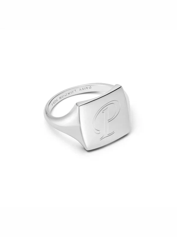 Daisy London Polly Engravable Square Signet Ring Sterling Silver