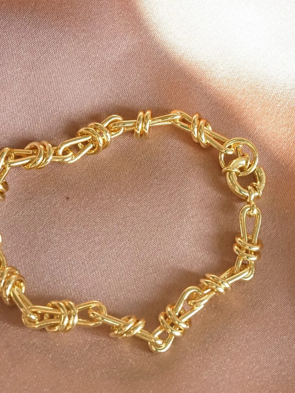 Daisy London Polly Knot Chain Bracelet 18ct Gold Plate, view 3