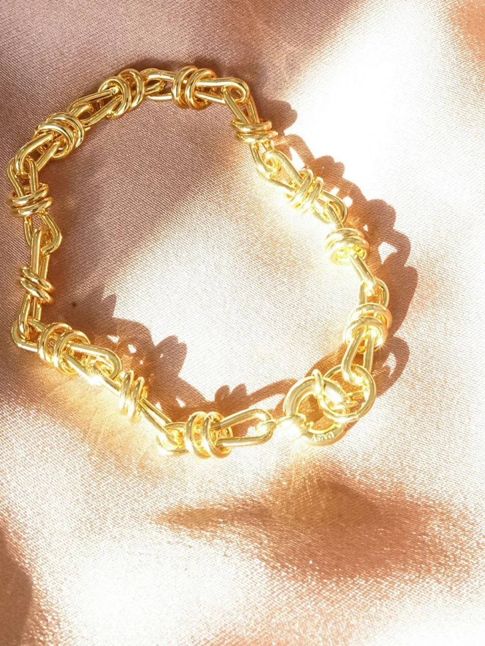 Daisy London Polly Knot Chain Bracelet 18ct Gold Plate, view 5