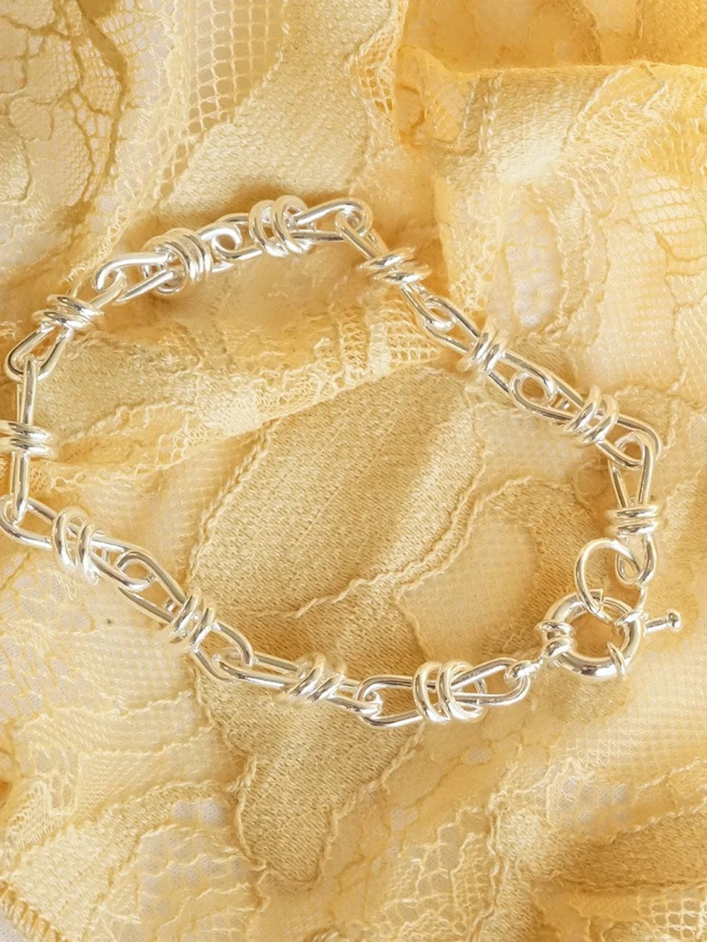 Daisy London Polly Knot Chain Bracelet Silver Plate, view 2