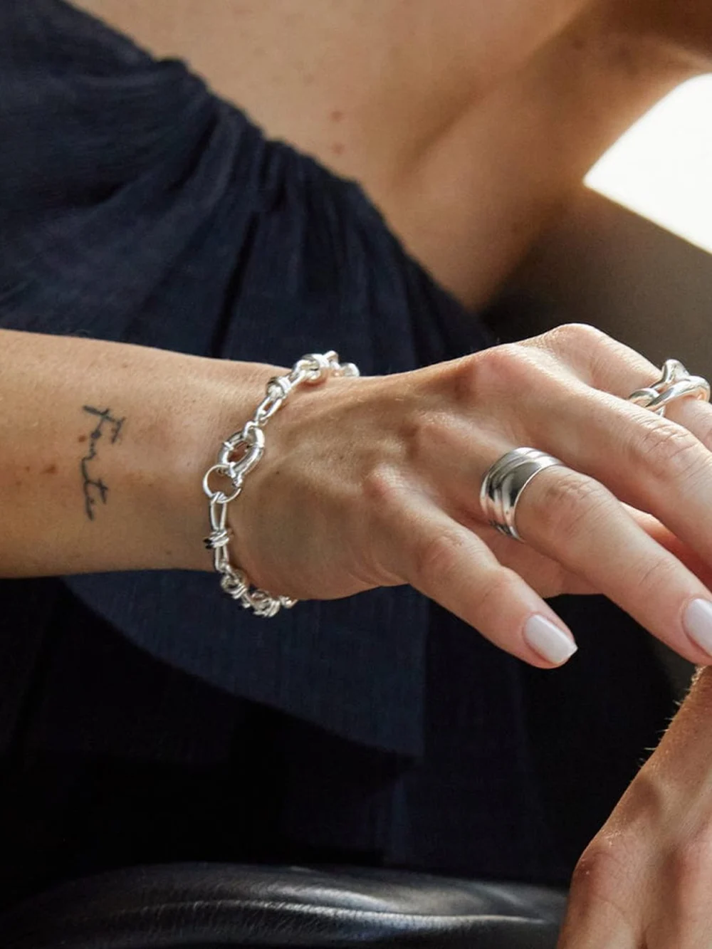 Daisy London Polly Knot Chain Bracelet Silver Plate, view 3