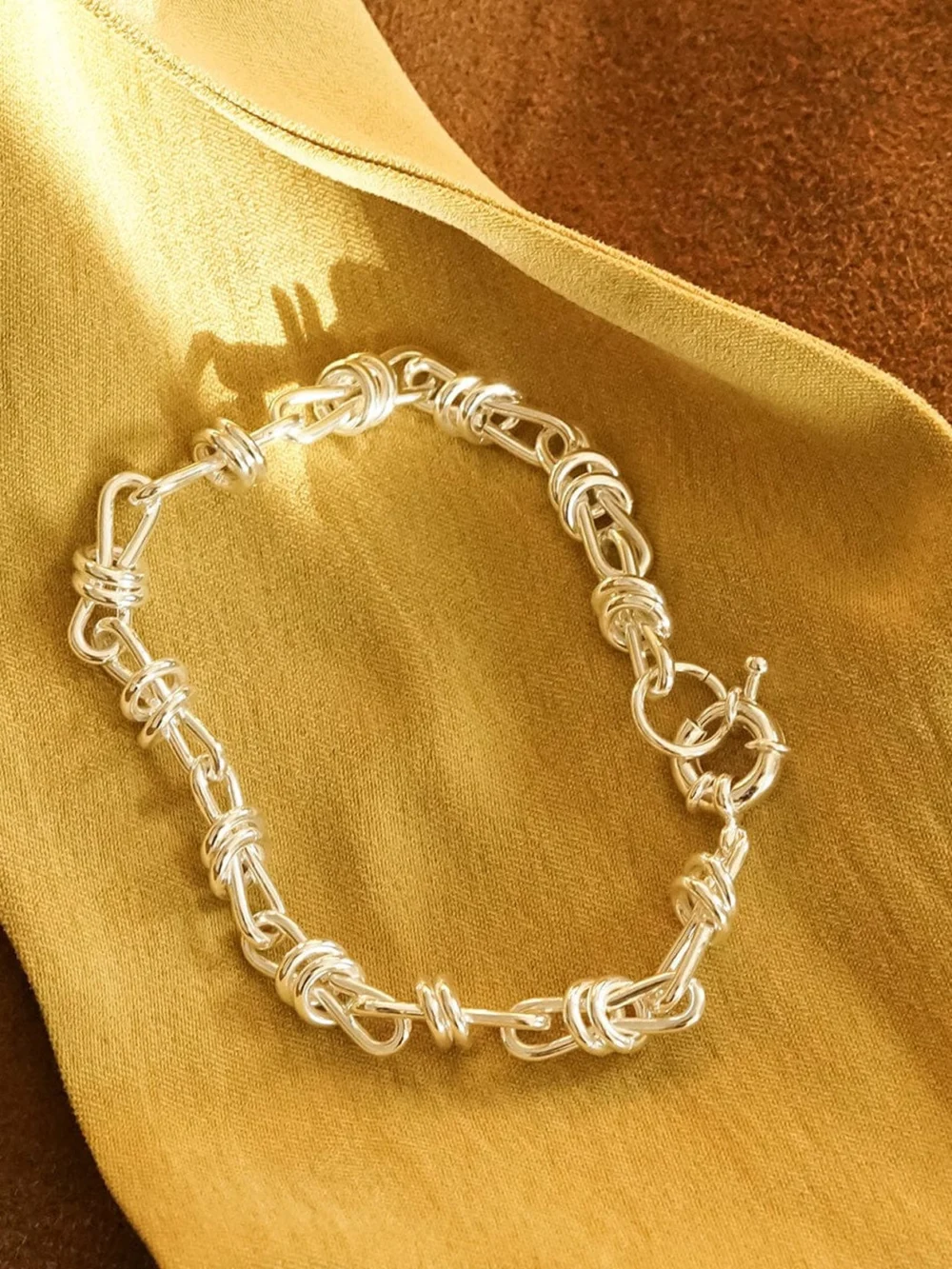 Daisy London Polly Knot Chain Bracelet Silver Plate, view 4