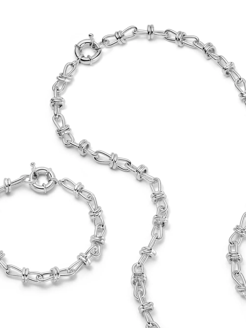 Daisy London Polly Knot Chain Layering Set Silver Plate