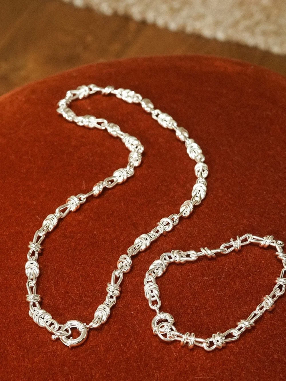 Daisy London Polly Knot Chain Layering Set Silver Plate, view 2