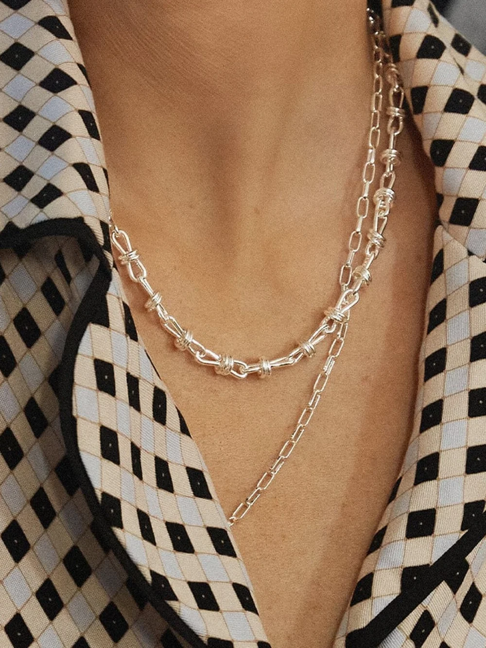 Daisy London Polly Knot Chain Necklace Silver Plate, view 2