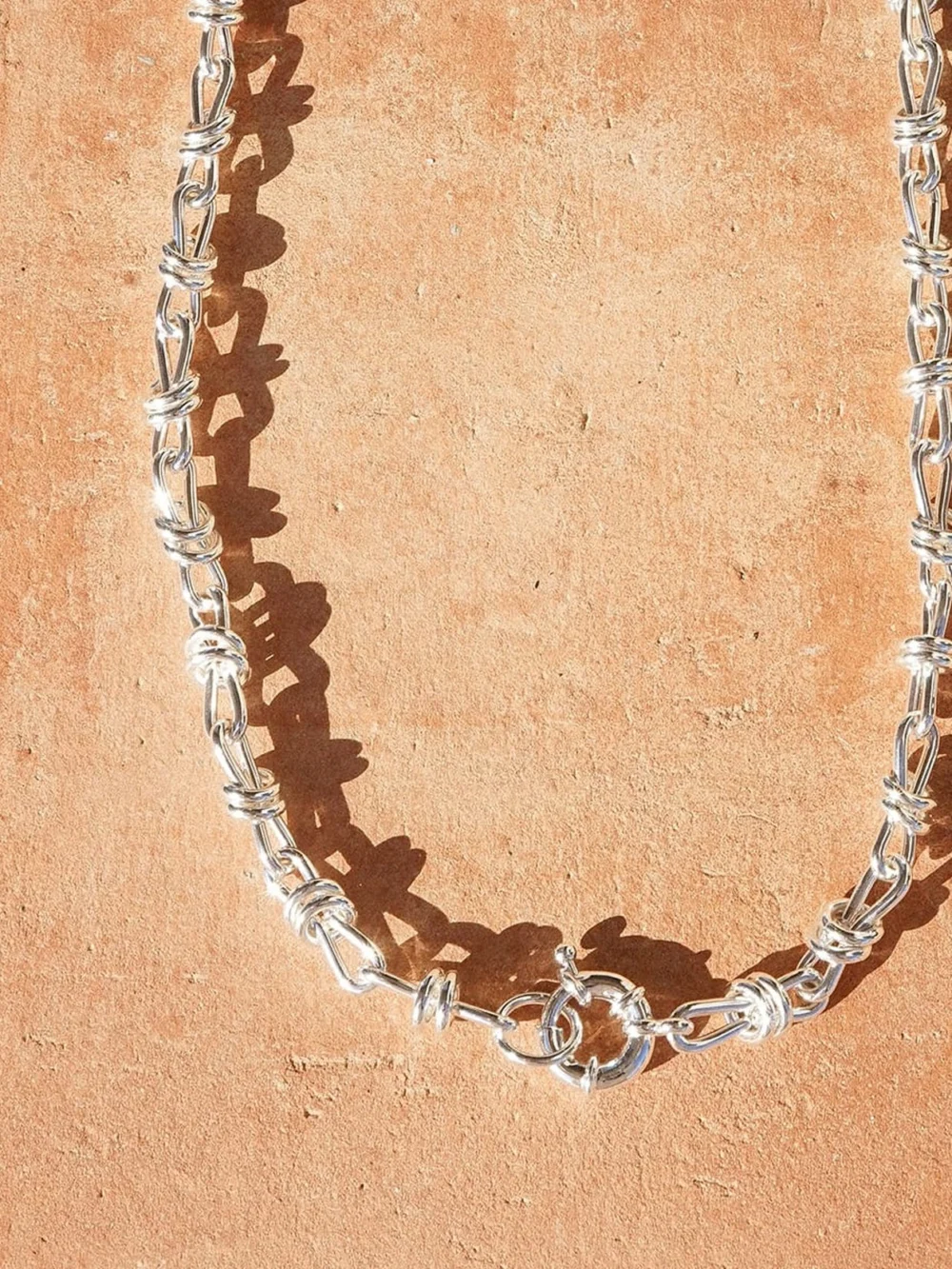 Daisy London Polly Knot Chain Necklace Silver Plate, view 3