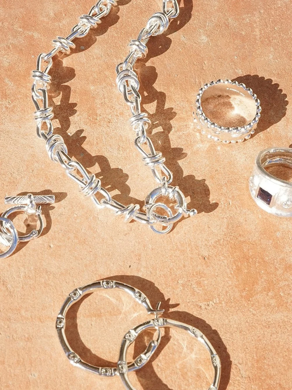 Daisy London Polly Knot Chain Necklace Silver Plate, view 5