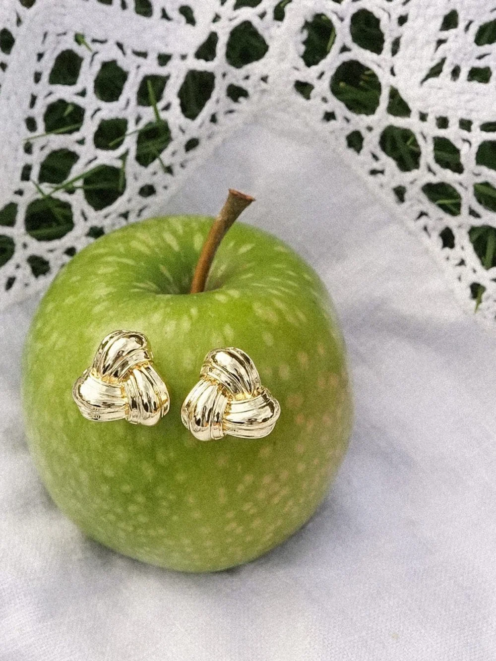 Daisy London Polly Knot Stud Earrings 18ct Gold Plate, view 5