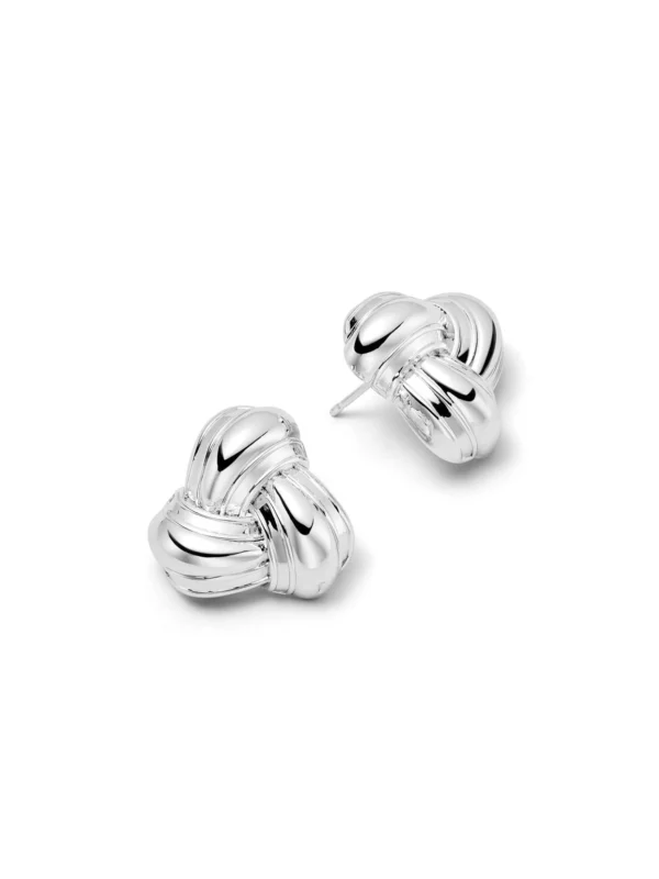 Daisy London Polly Knot Stud Earrings Silver Plate