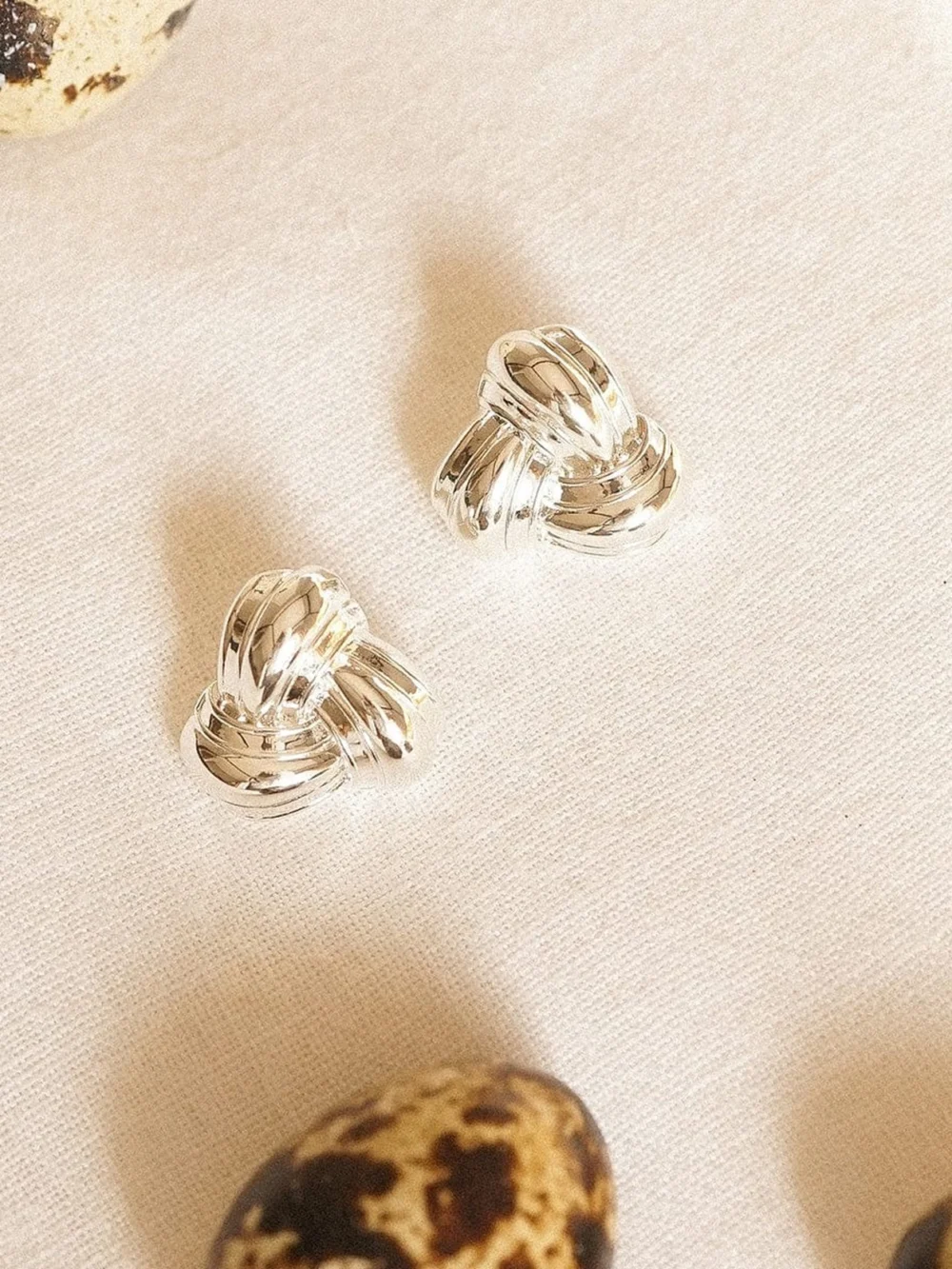 Daisy London Polly Knot Stud Earrings Silver Plate, view 3