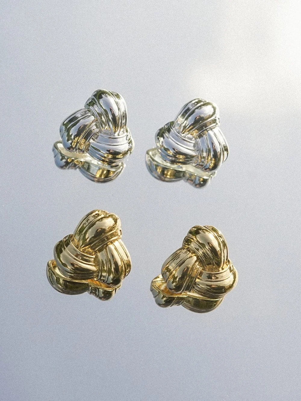 Daisy London Polly Knot Stud Earrings Silver Plate, view 5