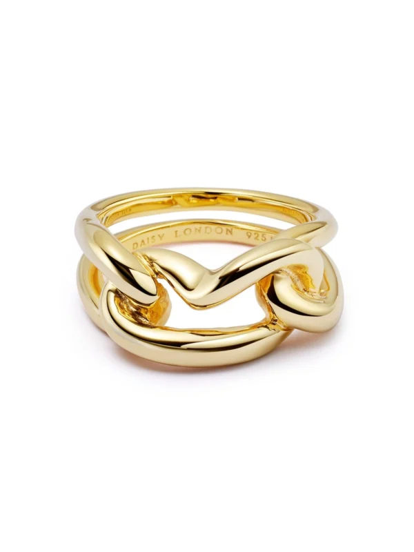 Daisy London Polly Large Knot Chain Ring 18ct Gold Plate