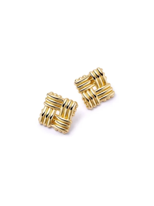 Daisy London Polly Lattice Stud Earrings 18ct Gold Plate