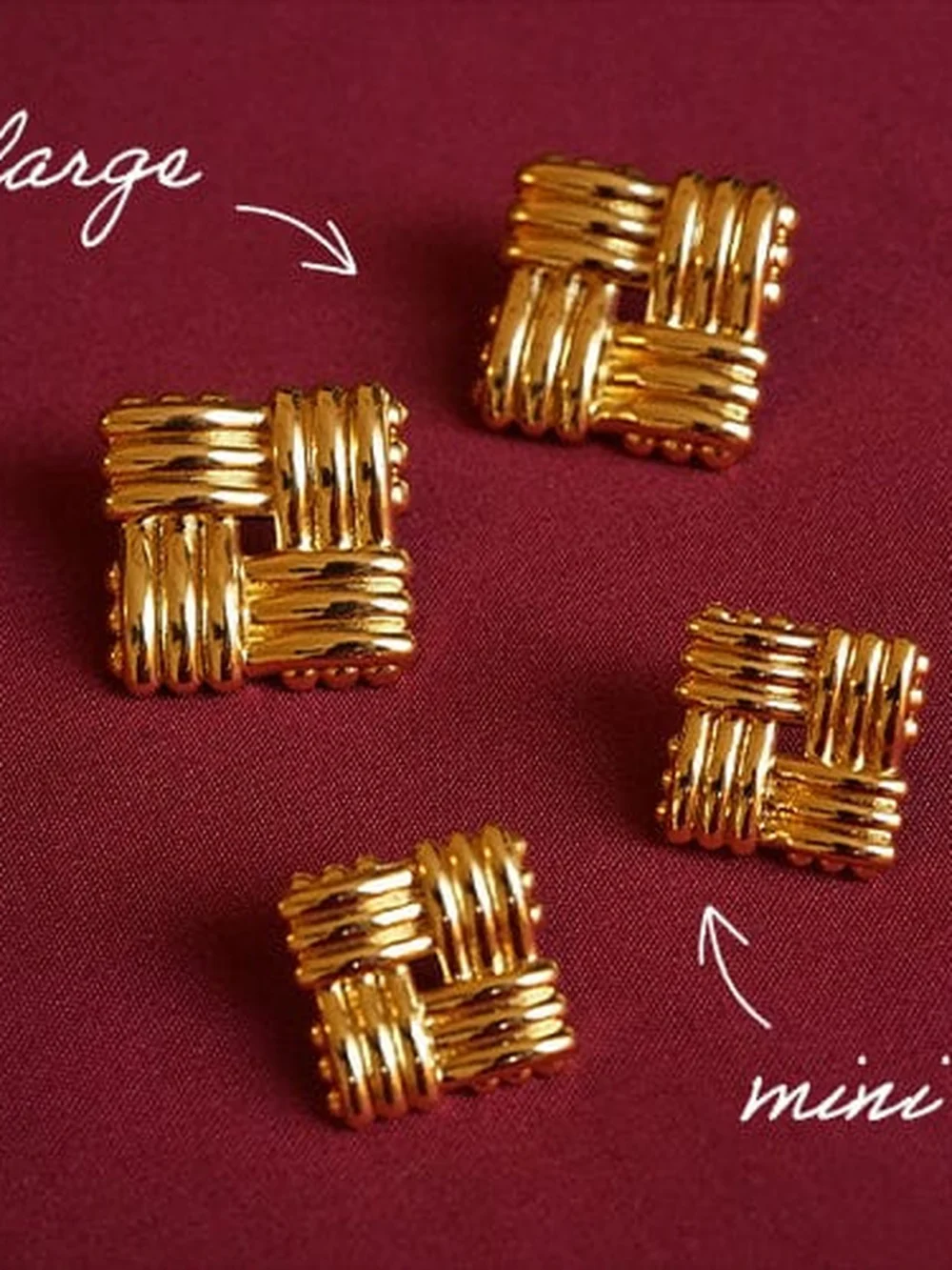 Daisy London Polly Lattice Stud Earrings 18ct Gold Plate, view 5