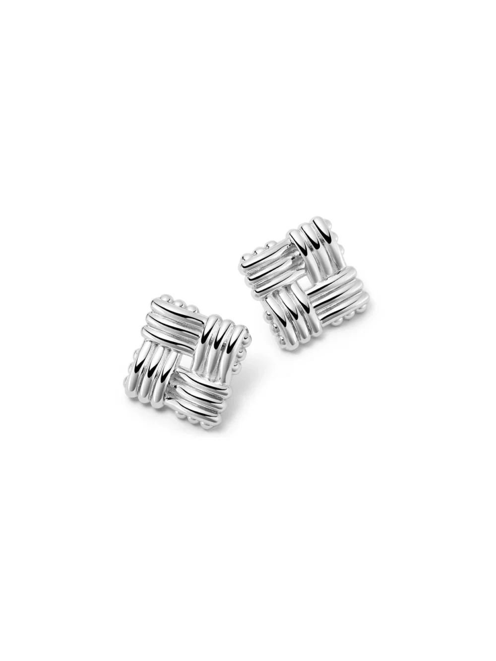 Daisy London Polly Lattice Stud Earrings Silver Plate