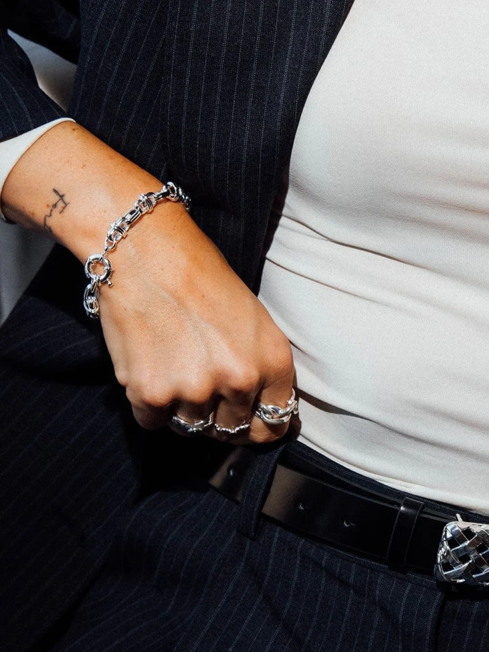 Daisy London Polly Lock Chain Bracelet Silver Plate, view 2
