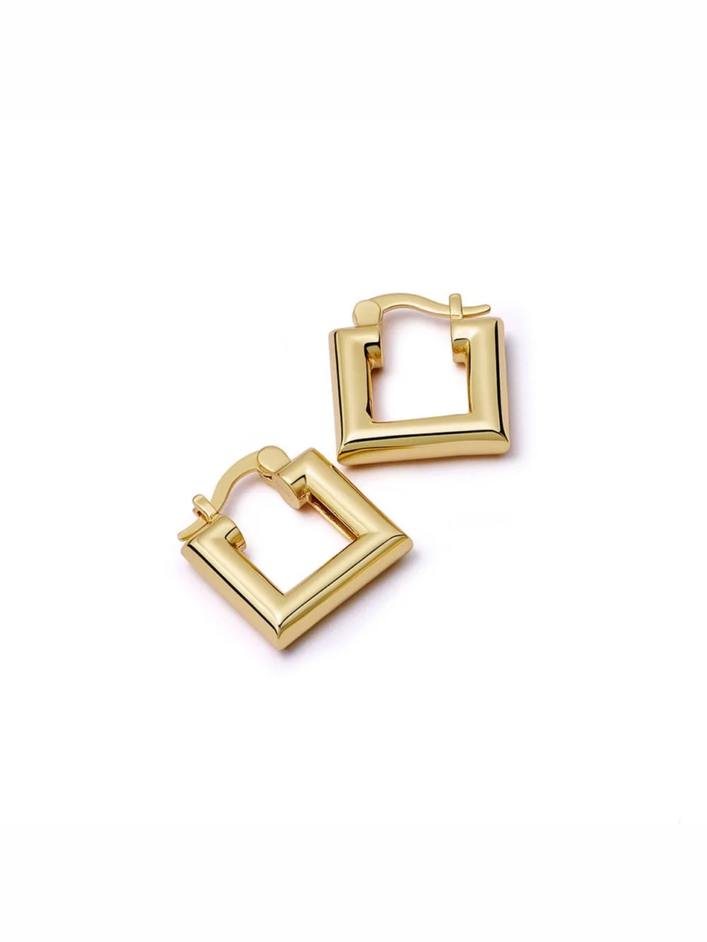 Daisy London Polly Mini Chubby Square Hoop Earrings 18ct Gold Plate