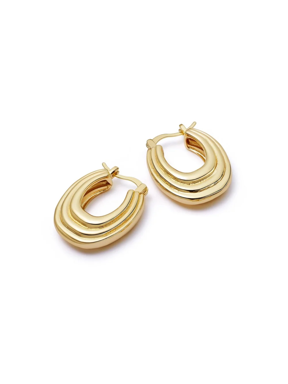 Daisy London Polly Mini Ridge Hoop Earrings 18ct Gold Plate