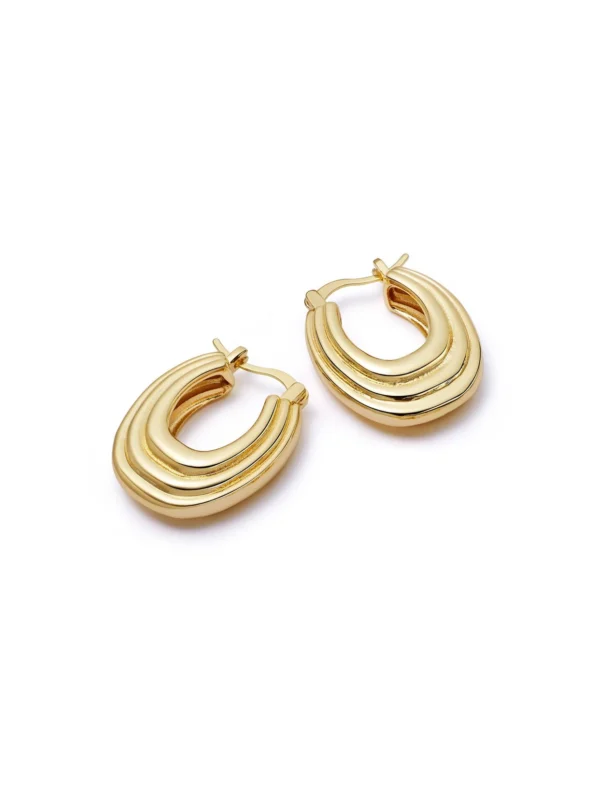 Daisy London Polly Mini Ridge Hoop Earrings 18ct Gold Plate
