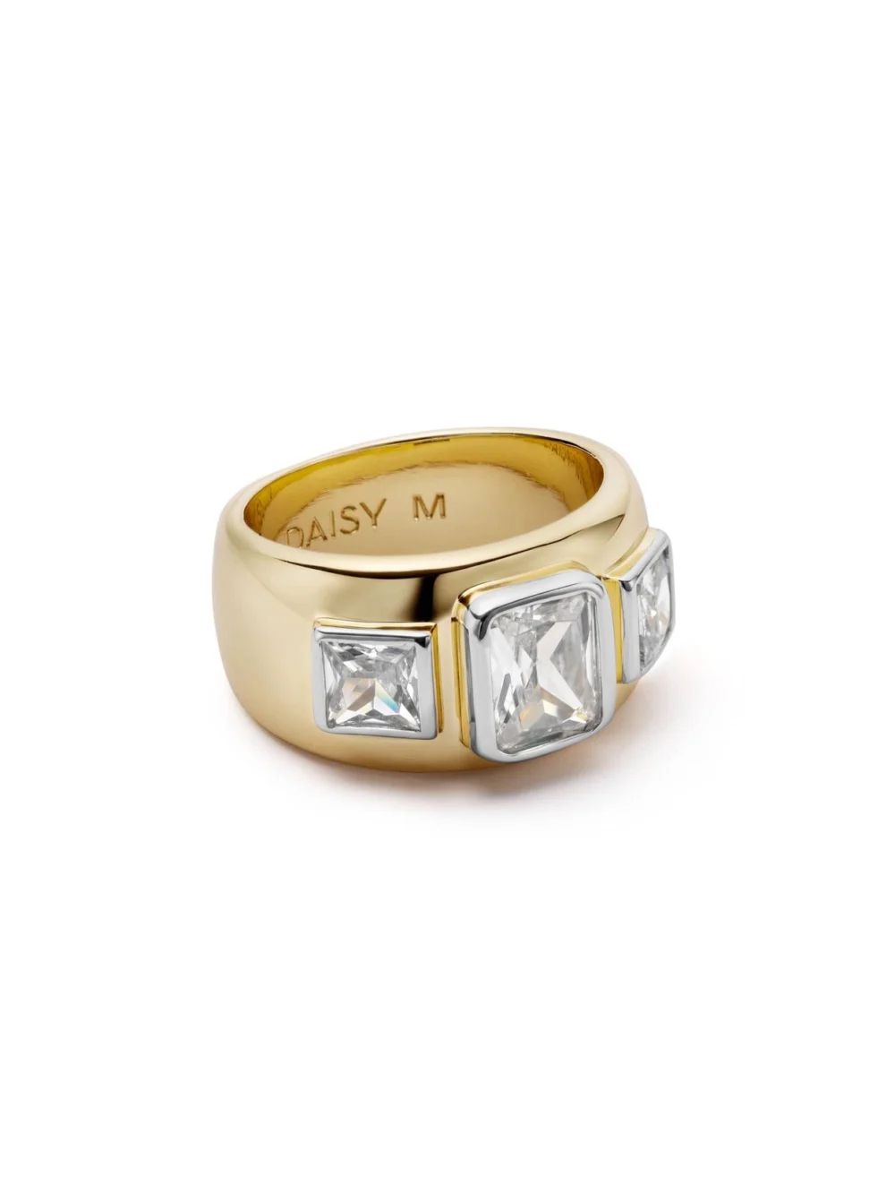 Daisy London Polly Newman Bold Crystal Trio Ring 18ct Gold Plate