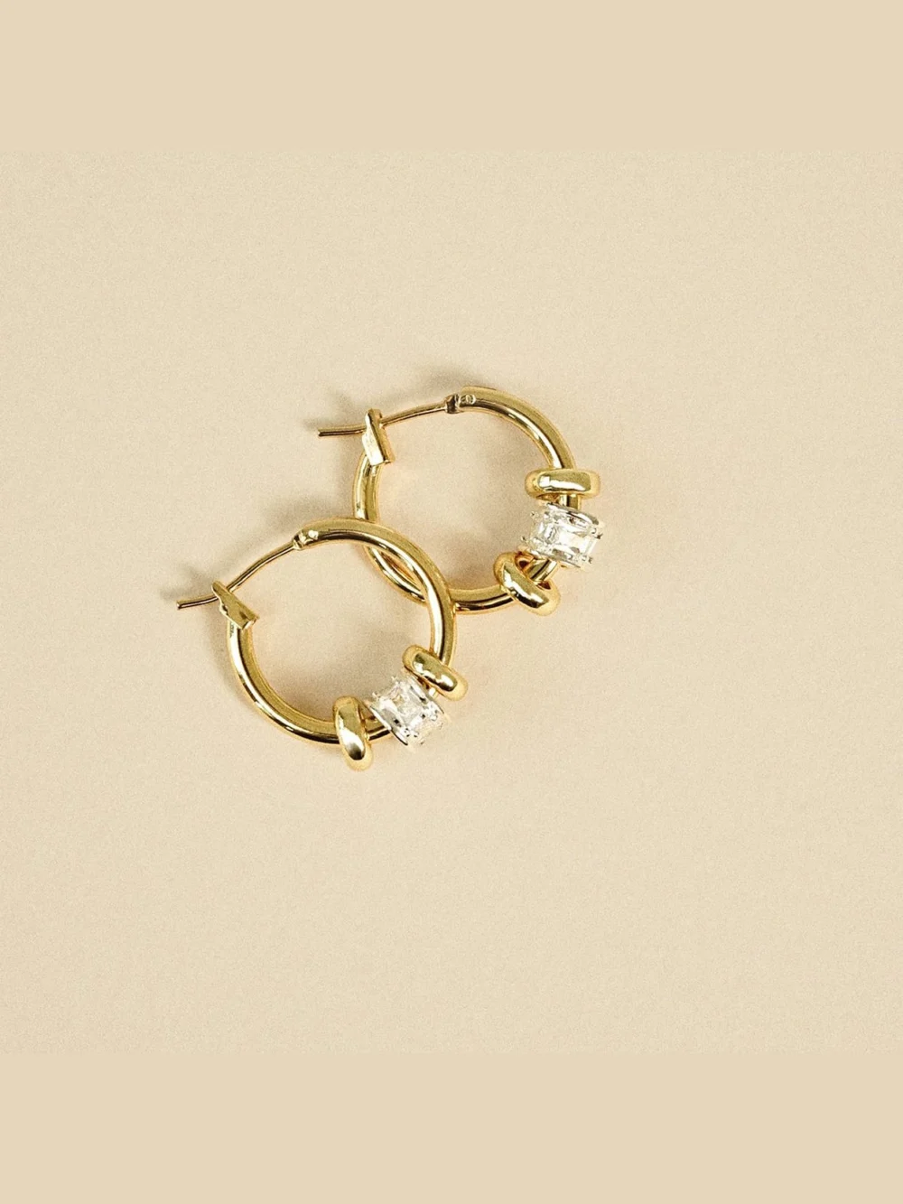 Daisy London Polly Newman Crystal Bead Hoop Earrings 18ct Gold Plate, view 3