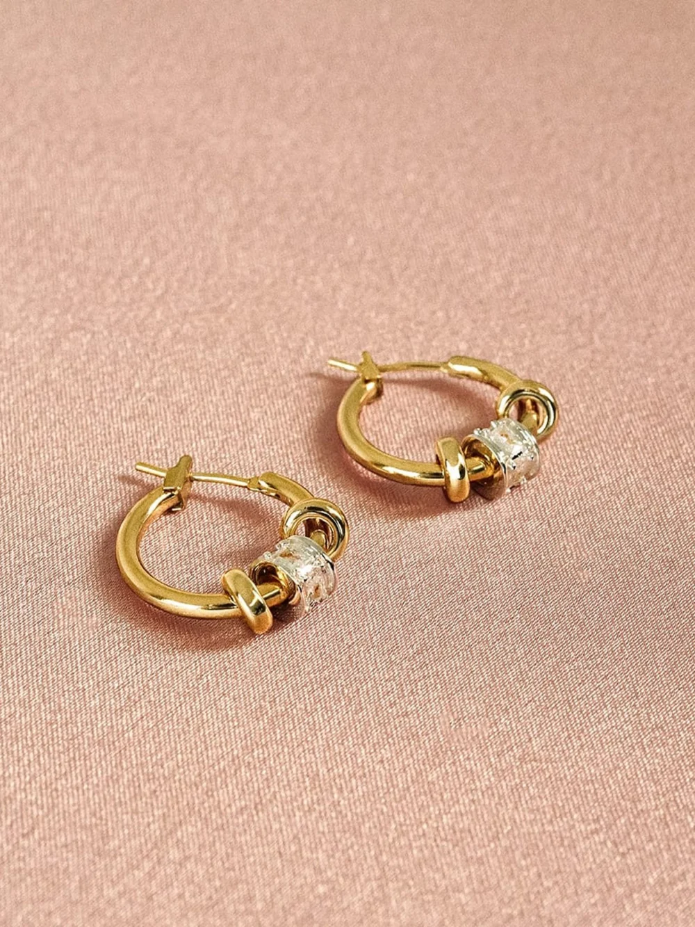 Daisy London Polly Newman Crystal Bead Hoop Earrings 18ct Gold Plate, view 5