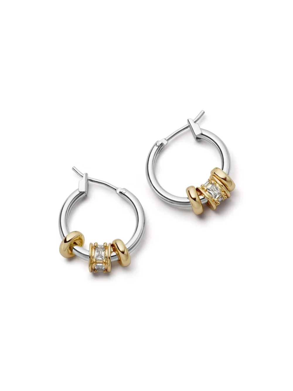 Daisy London Polly Newman Crystal Bead Hoop Earrings Silver Plate