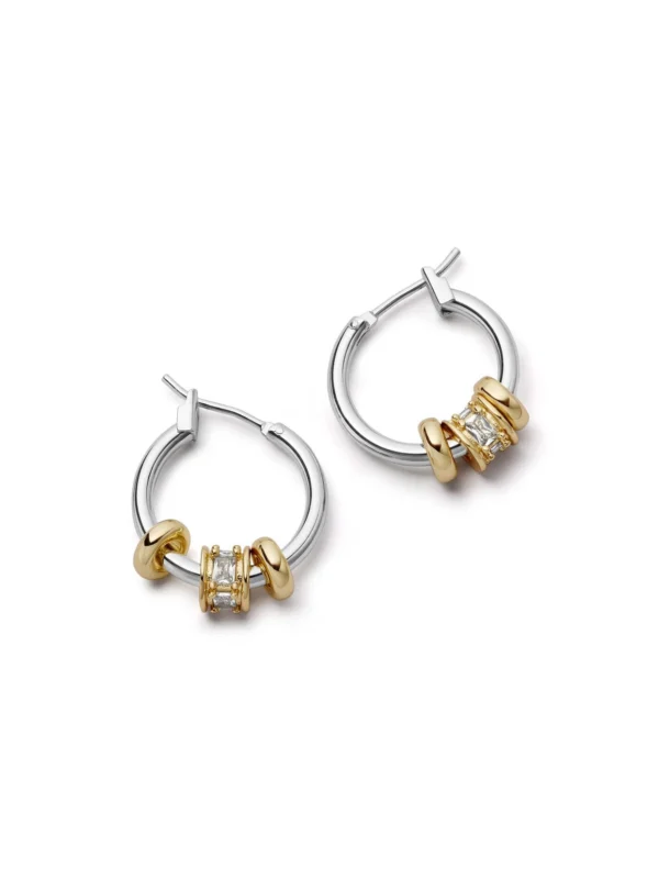 Daisy London Polly Newman Crystal Bead Hoop Earrings Silver Plate