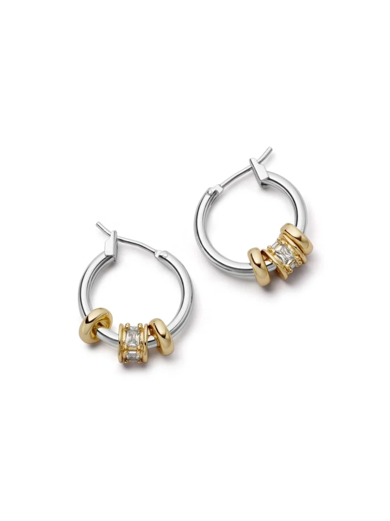 Daisy London Polly Newman Crystal Bead Hoop Earrings Silver Plate