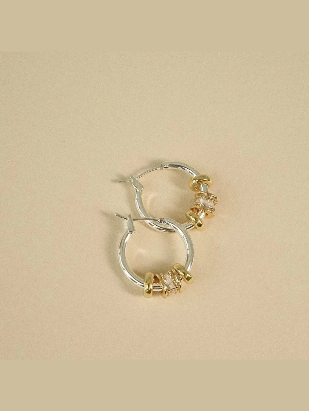 Daisy London Polly Newman Crystal Bead Hoop Earrings Silver Plate, view 3