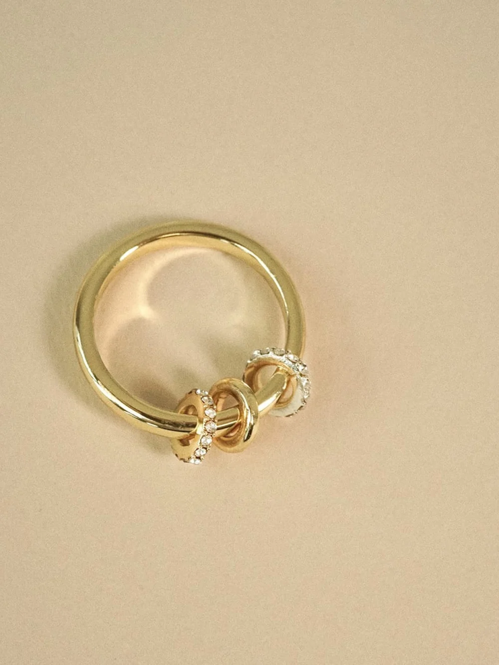 Daisy London Polly Newman Crystal Spinning Ring 18ct Gold Plate, view 2