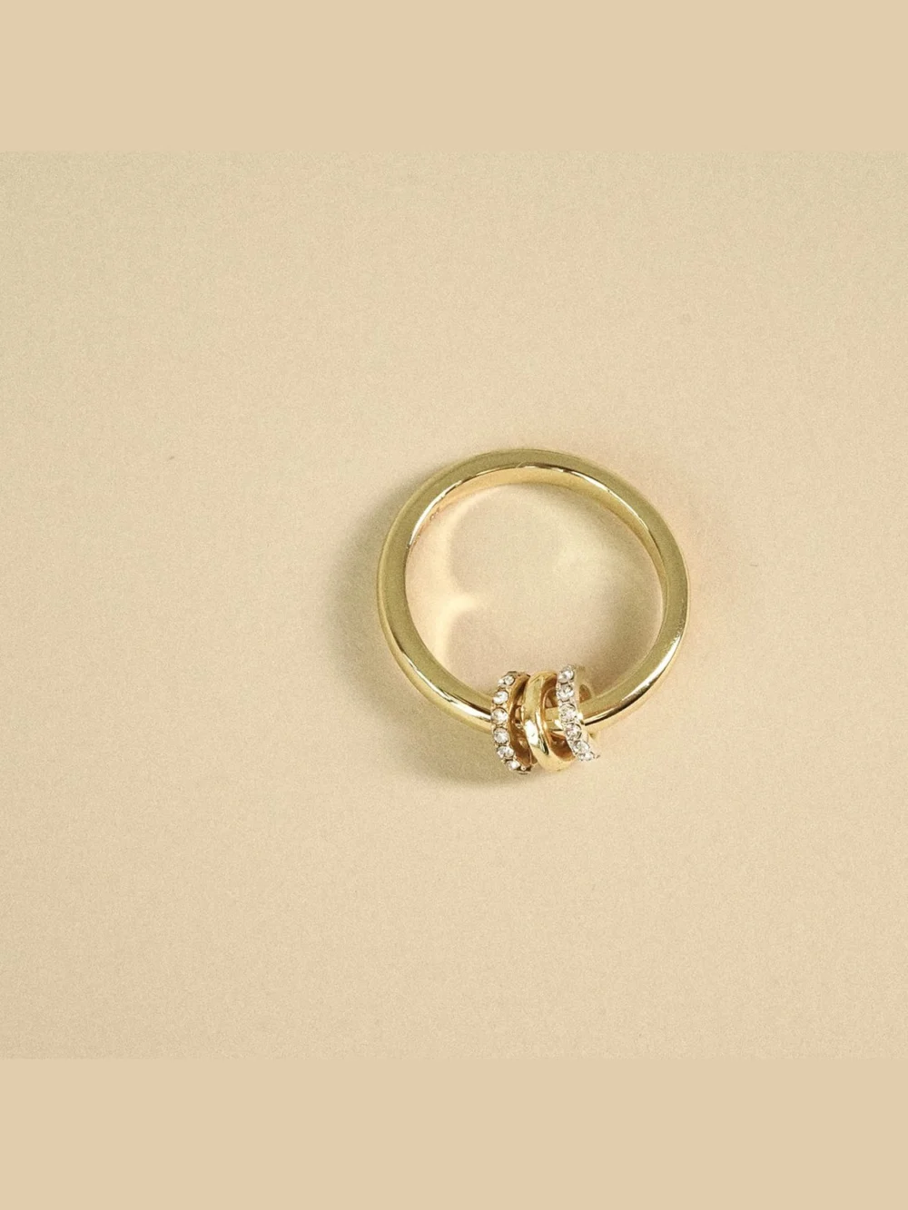 Daisy London Polly Newman Crystal Spinning Ring 18ct Gold Plate, view 5