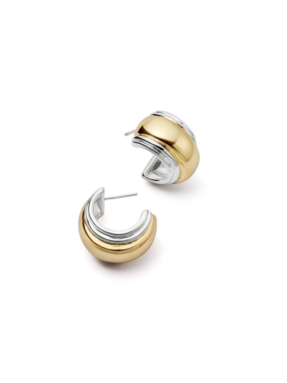 Daisy London Polly Newman Mixed Metal Bold Hoop Earrings Silver Plate