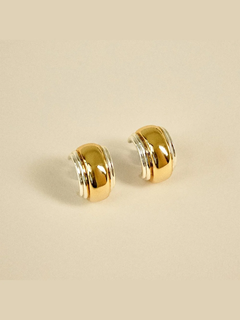 Daisy London Polly Newman Mixed Metal Bold Hoop Earrings Silver Plate, view 4