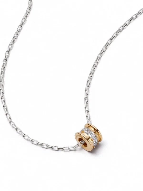 Daisy London Polly Newman Mixed Metal Crystal Bead Chain Necklace Sterling Silver
