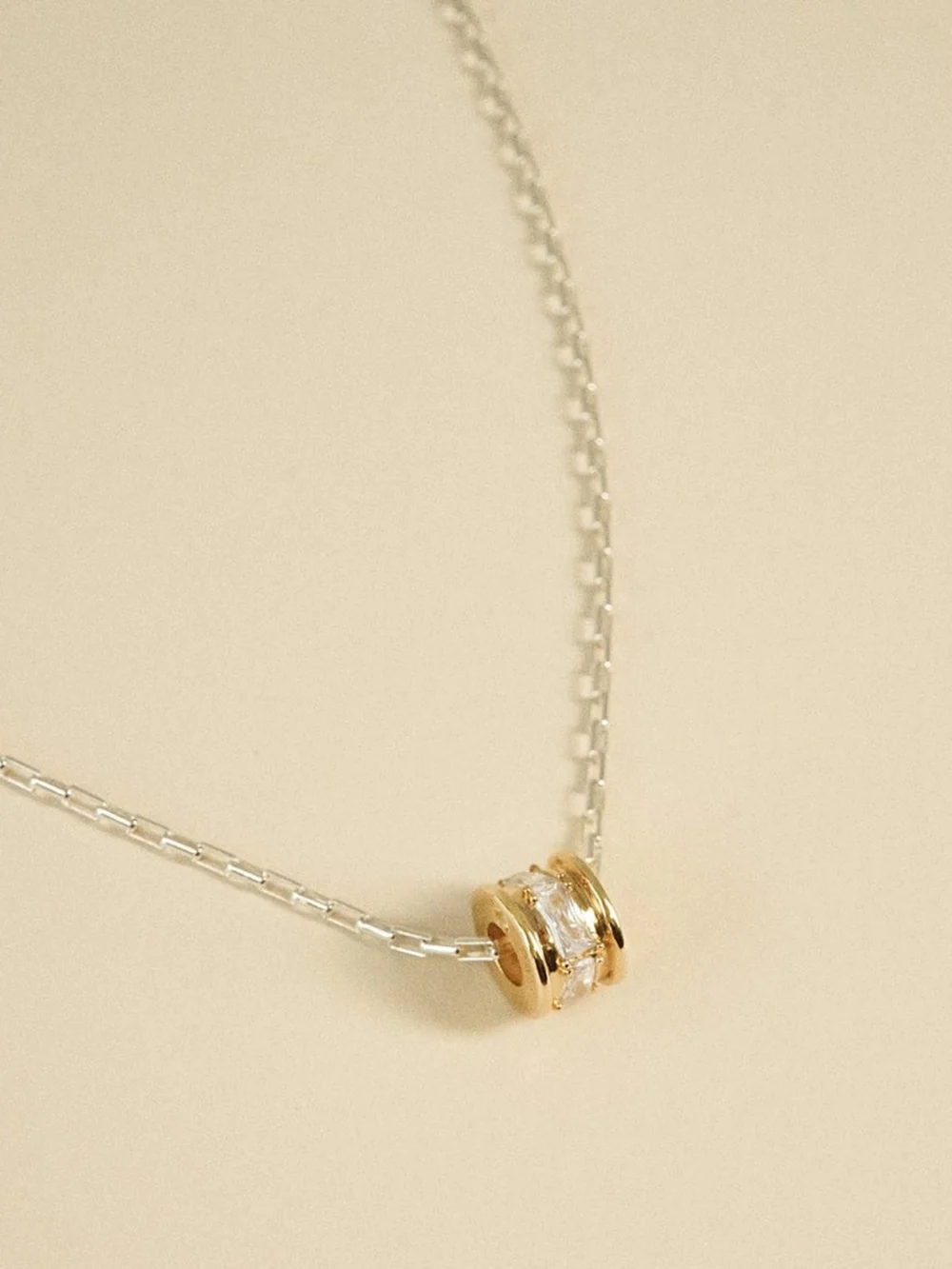 Daisy London Polly Newman Mixed Metal Crystal Bead Chain Necklace Sterling Silver, view 3