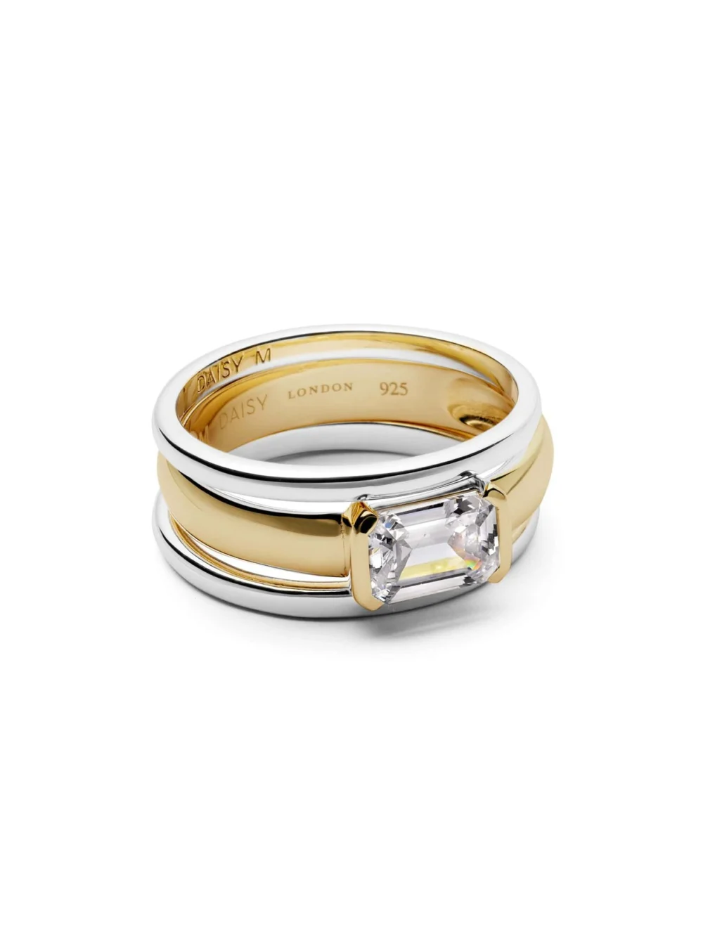 Daisy London Polly Newman Mixed Metal Crystal Ring Stack 18ct Gold Plate