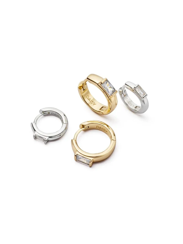 Daisy London Polly Newman Mixed Metal Huggie Earring Stack 18ct Gold Plate