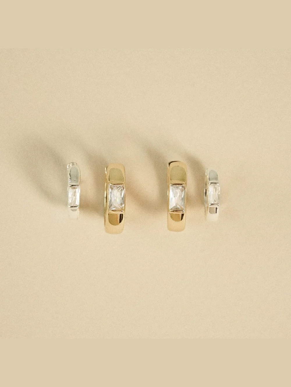 Daisy London Polly Newman Mixed Metal Huggie Earring Stack 18ct Gold Plate, view 3