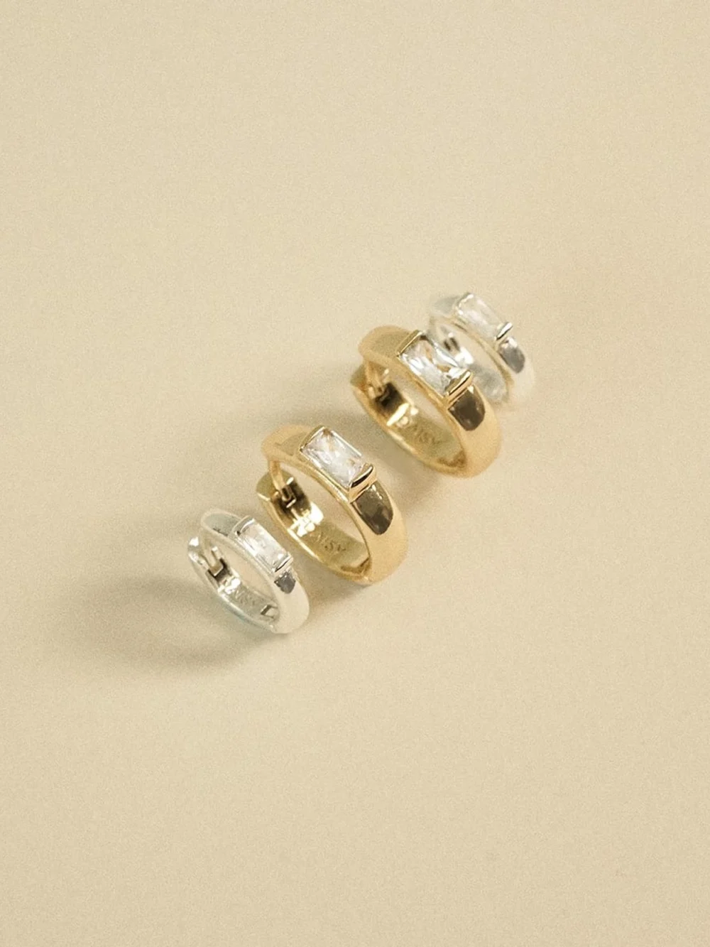 Daisy London Polly Newman Mixed Metal Huggie Earring Stack 18ct Gold Plate, view 4