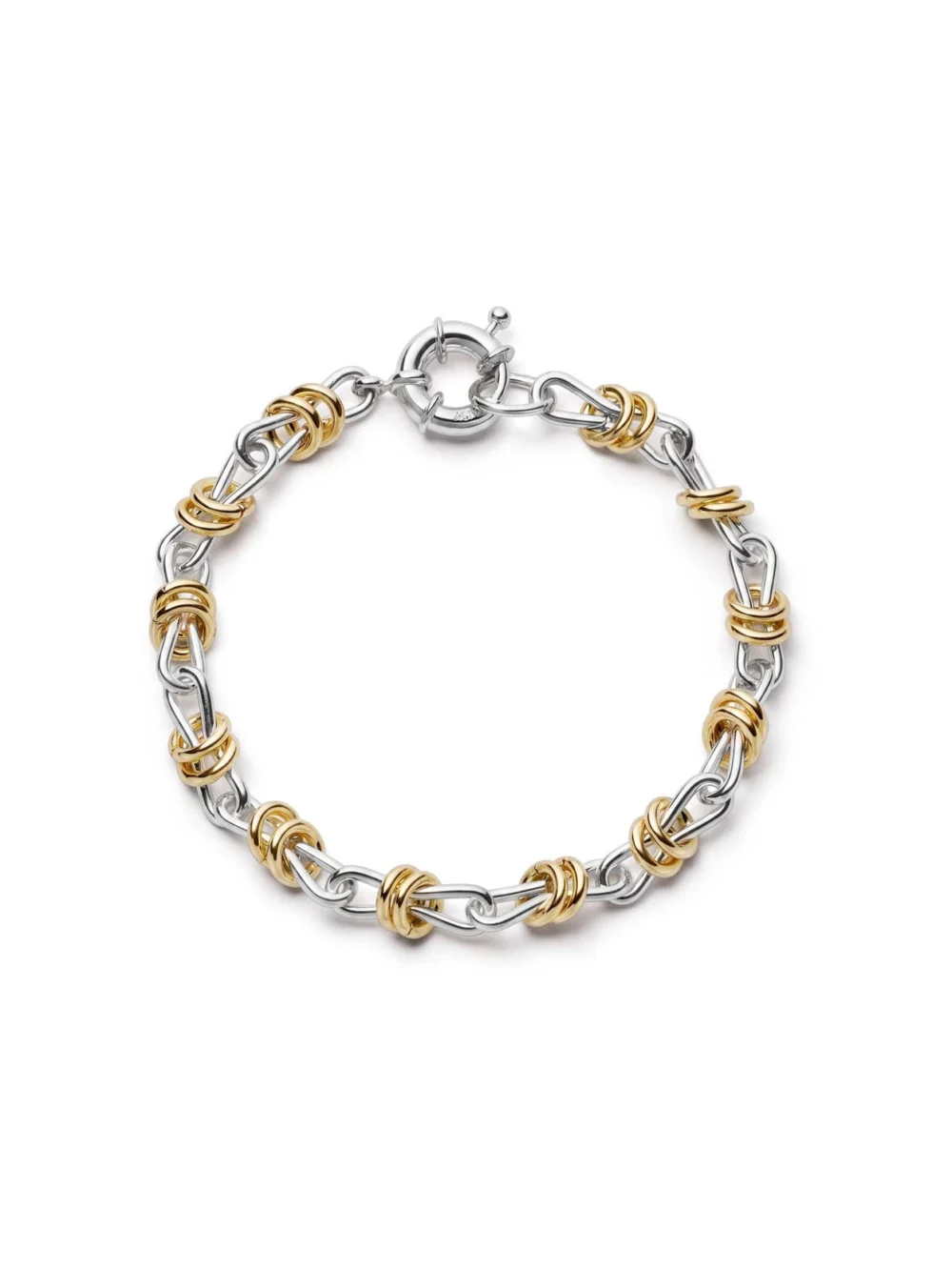 Daisy London Polly Newman Mixed Metal Knot Chain Bracelet Silver Plate