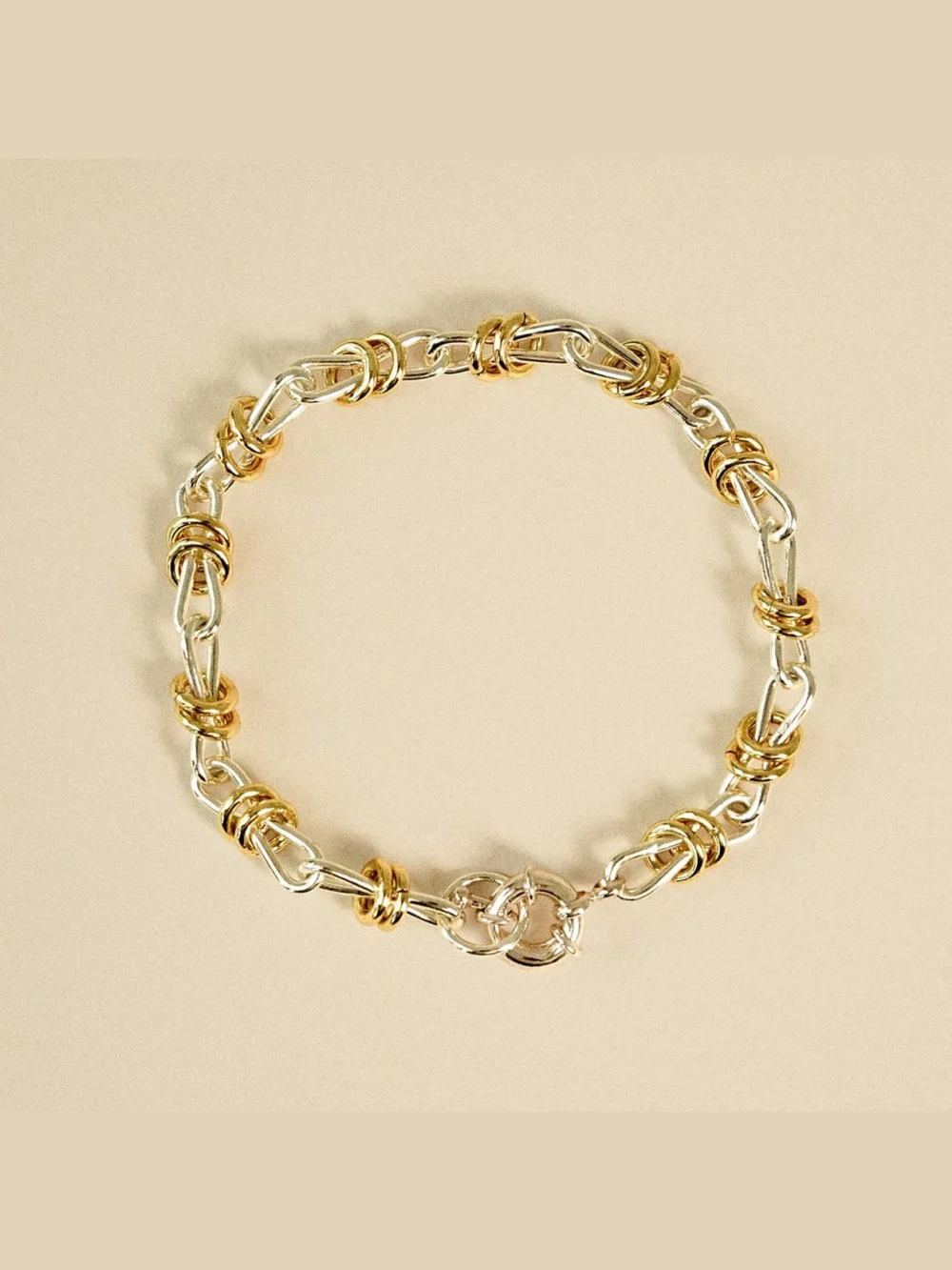 Daisy London Polly Newman Mixed Metal Knot Chain Bracelet Silver Plate, view 2