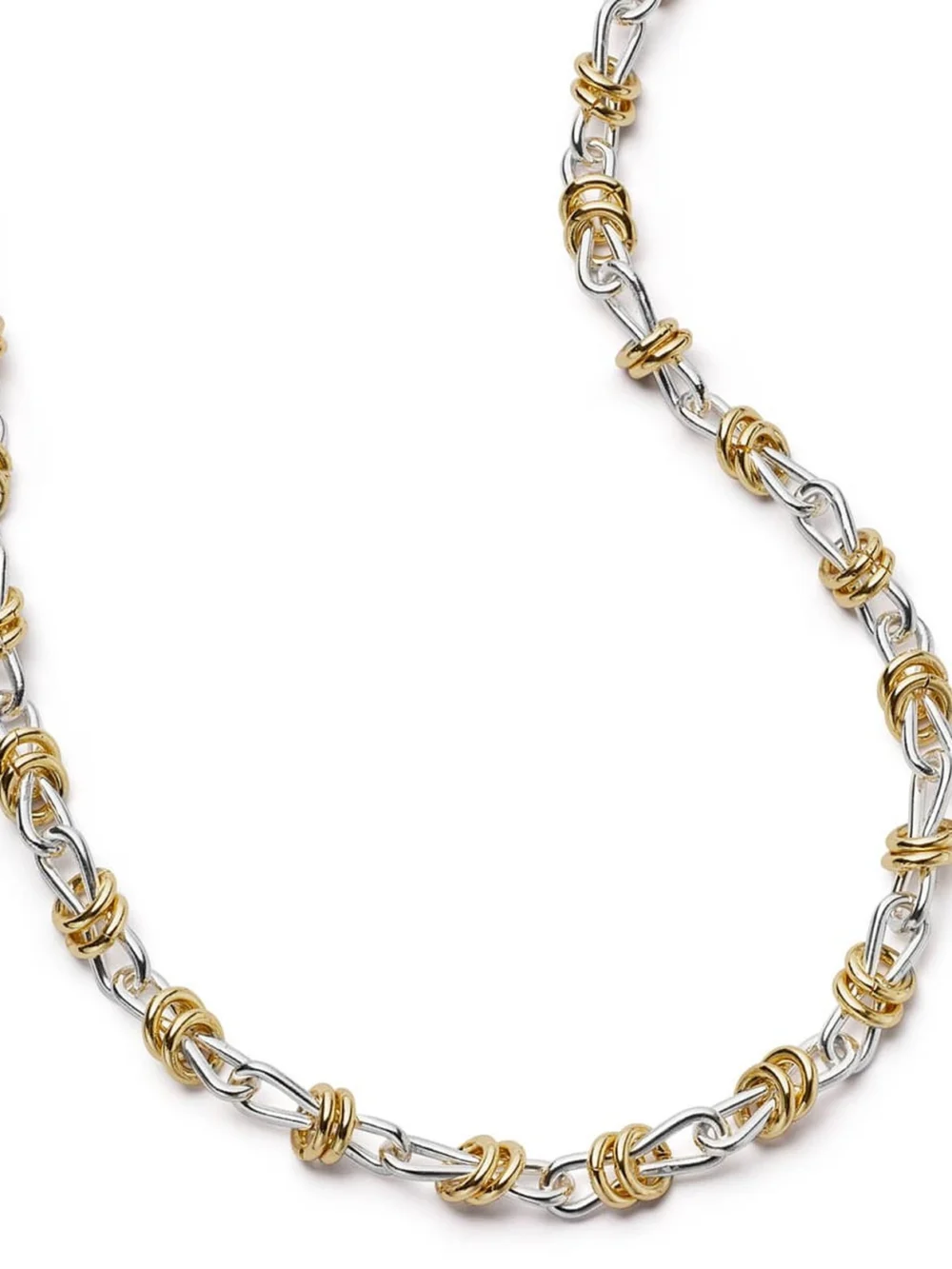 Daisy London Polly Newman Mixed Metal Knot Chain Necklace Silver Plate