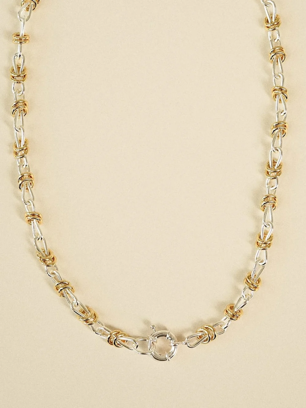 Daisy London Polly Newman Mixed Metal Knot Chain Necklace Silver Plate, view 3