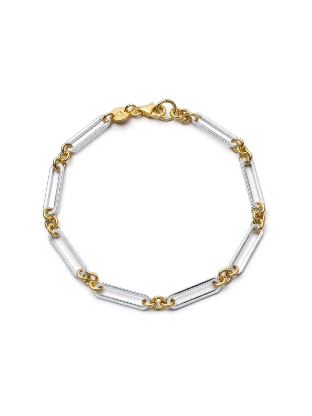 Daisy London Polly Newman Mixed Metal Paperclip Chain Bracelet Silver Plate