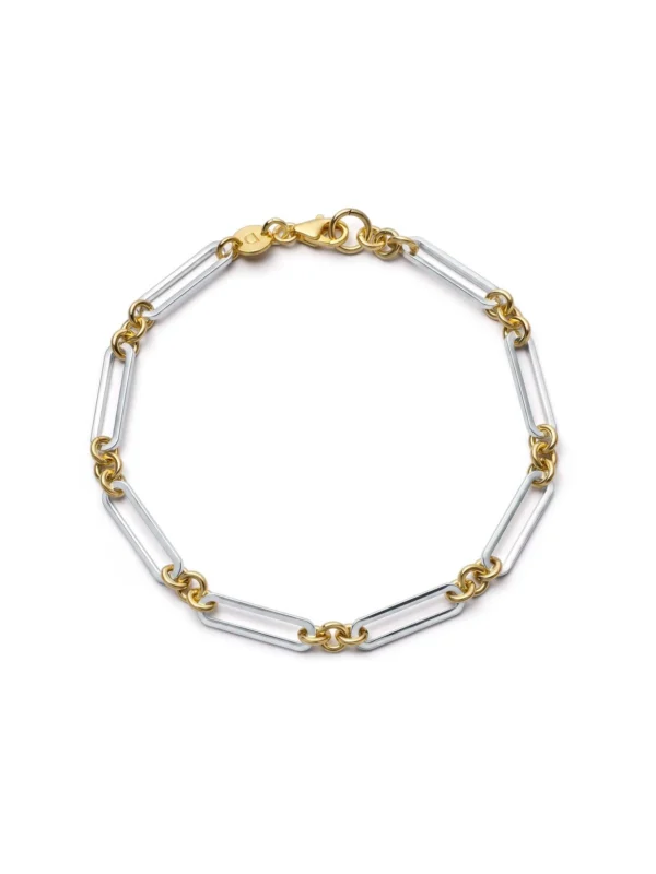 Daisy London Polly Newman Mixed Metal Paperclip Chain Bracelet Silver Plate