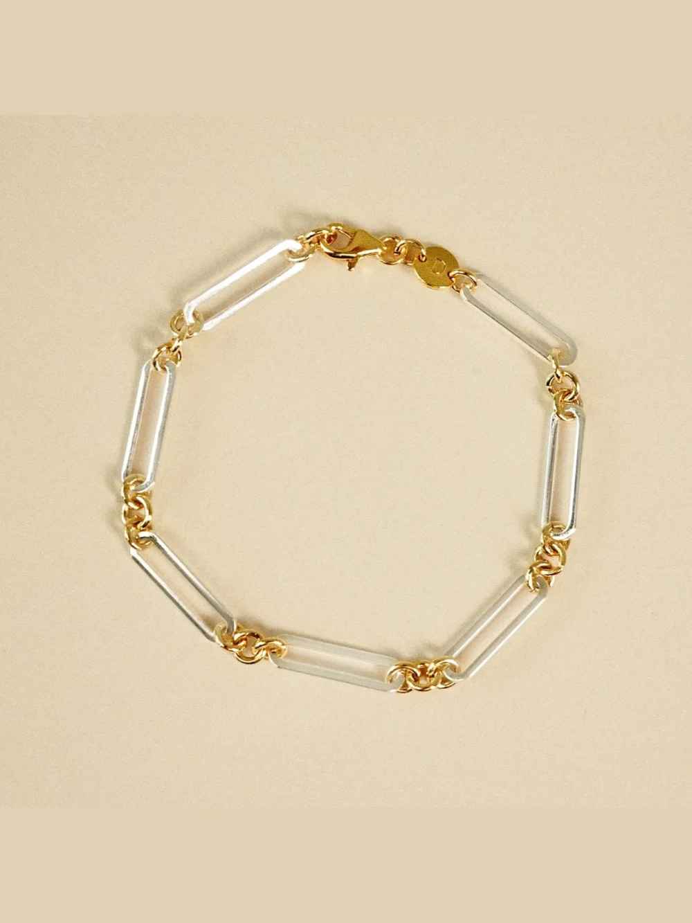 Daisy London Polly Newman Mixed Metal Paperclip Chain Bracelet Silver Plate, view 3
