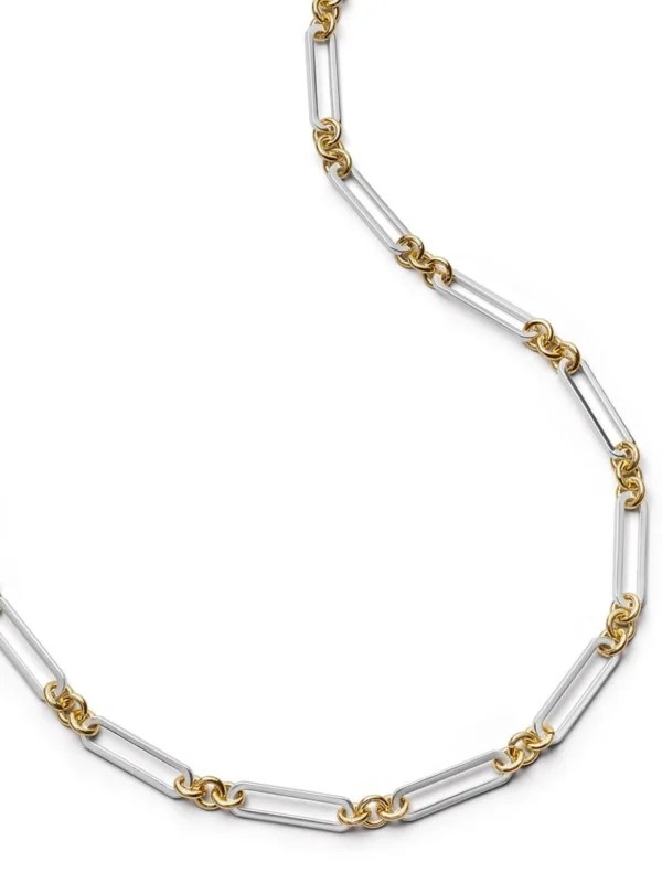 Daisy London Polly Newman Mixed Metal Paperclip Chain Necklace Silver Plate